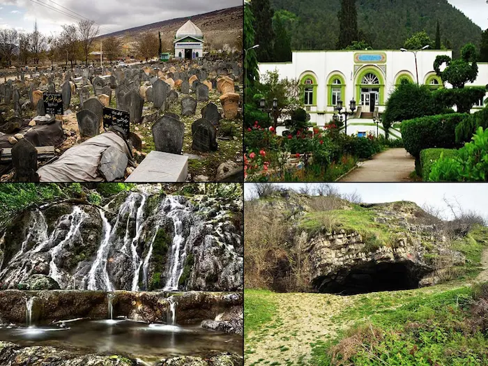 قبرستان سفید چاه، باغ چهلستون اشرف، غار هوتو و کمربند، آبشار اسپه او 6786787878